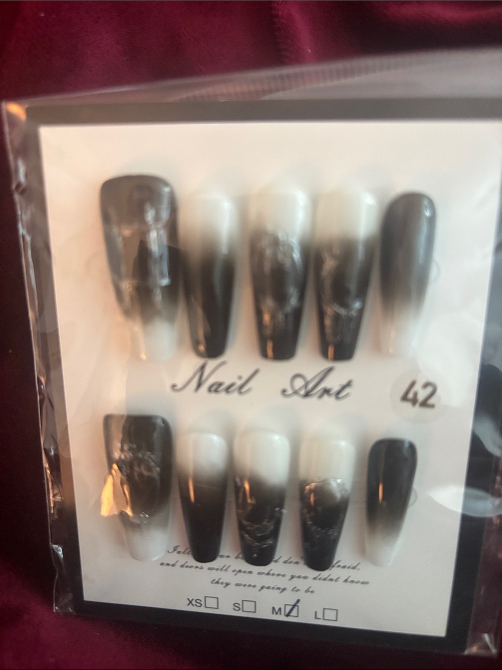 Black and White Marble Press-On Nails - Ombre Nail Art